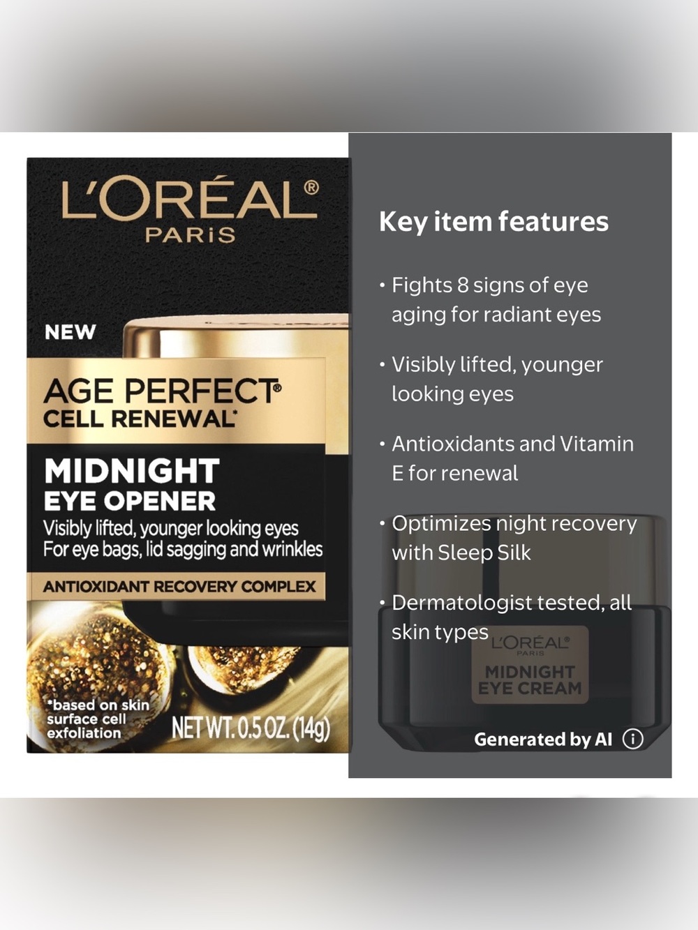 â¨New⨠Bundle of 2, LâOrĂŠal Age Perfect Midnight Eye Opener - Picture 2 of 8